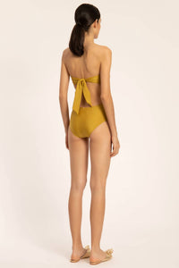 SOLID STRAPLESS SWIMSUIT WITH CUT-OUTS