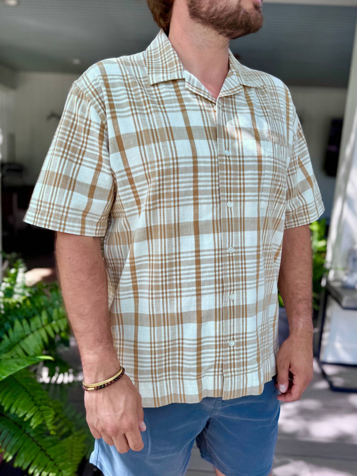 Original Madras Trading Company - Cuban Short Sleeve Plaid Shirt