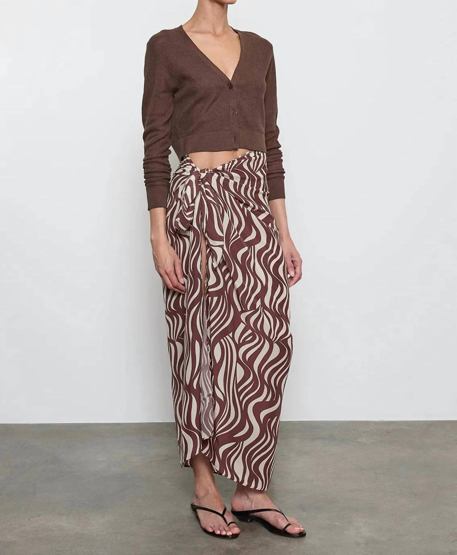 Enza Costa - Linen Open Knit Cropped V Neck Cardigan