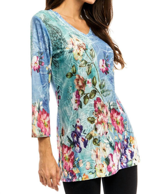 Floral V Neckline Tunic