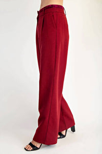 Edit By Nine - Tweed Pleated Pants With Contrast