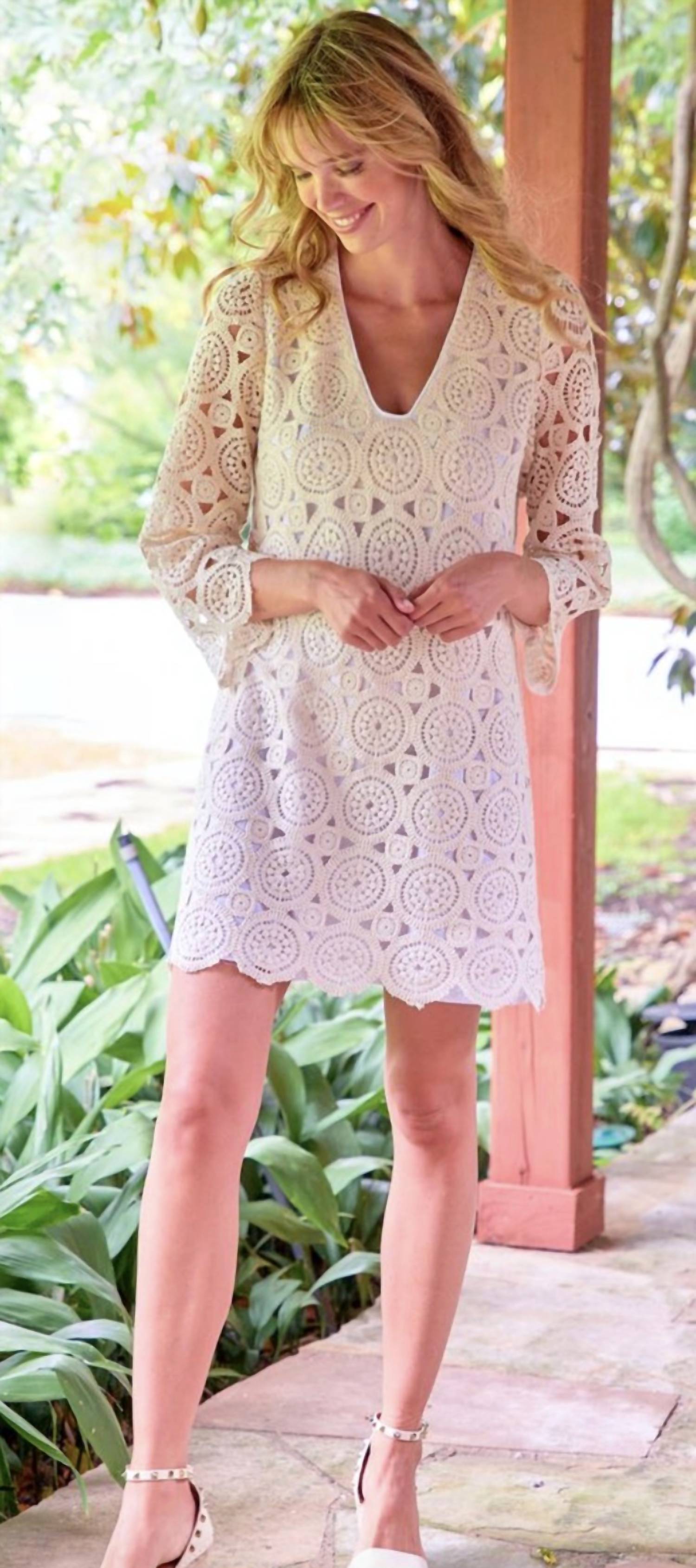 Finley Emily Crochet Dress in cream - women's dress