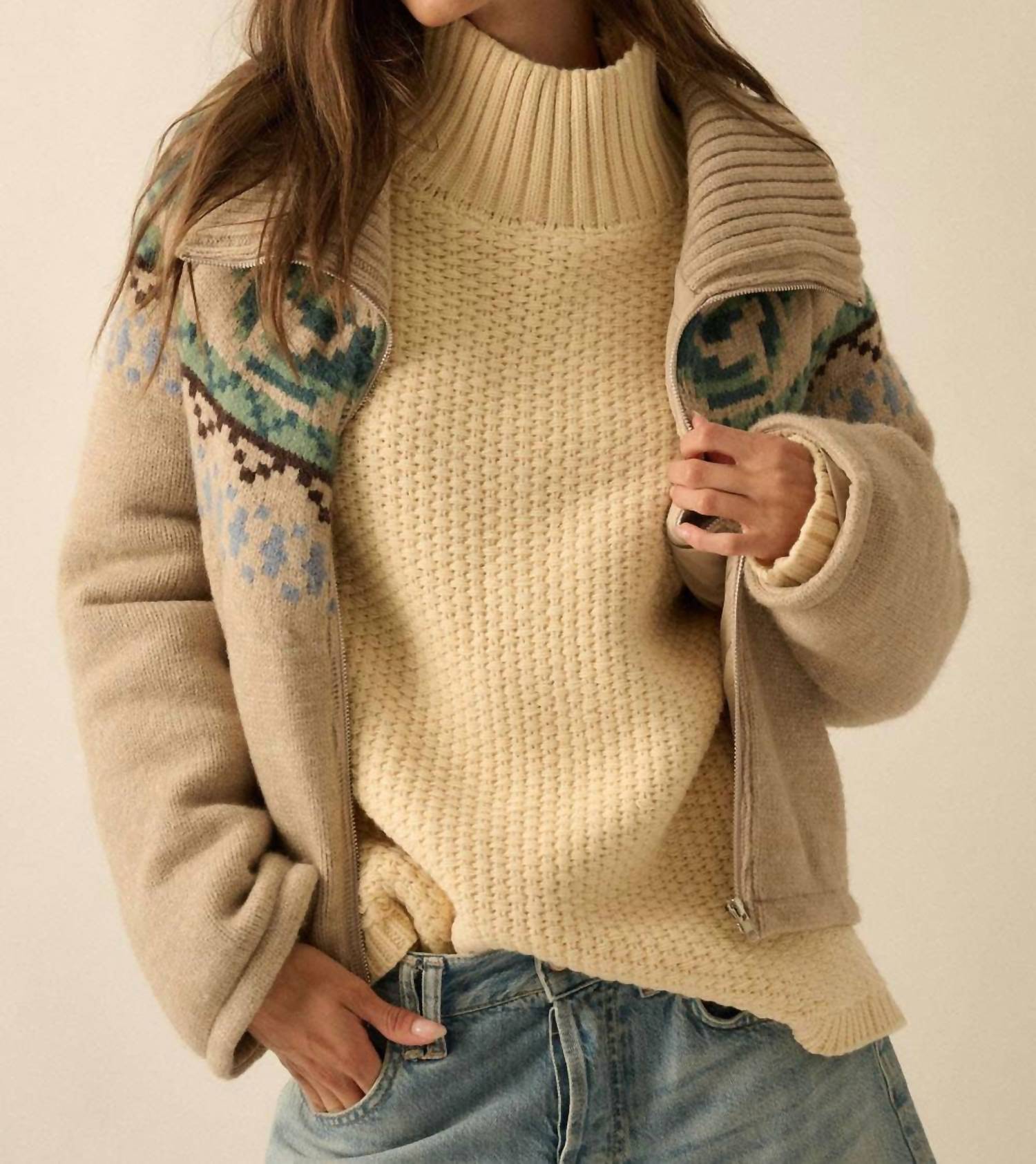 Promesa - Fair Isle Sweater Jacket