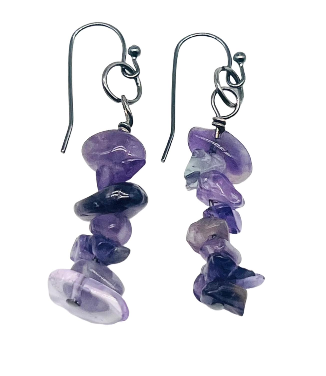 Jewelit Women's Amethyst Chip Earrings in purple - women's jewelry