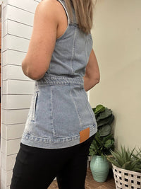 Tribal - Long Sleeveless Denim Jacket With Pockets