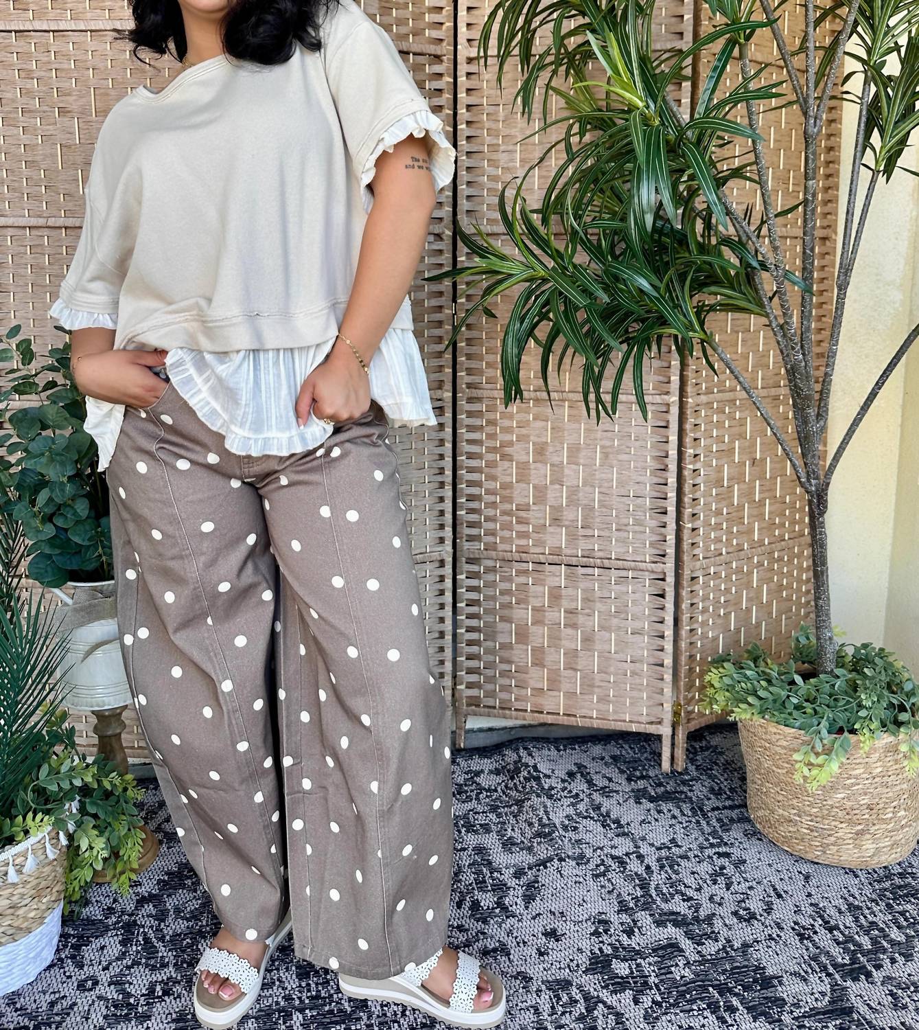 Peach Love - Polka Dot Gypsy Fit Pants