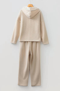 66Disco - Drawstring Pullover Hoodie and High Waist Pants Corduroy Set