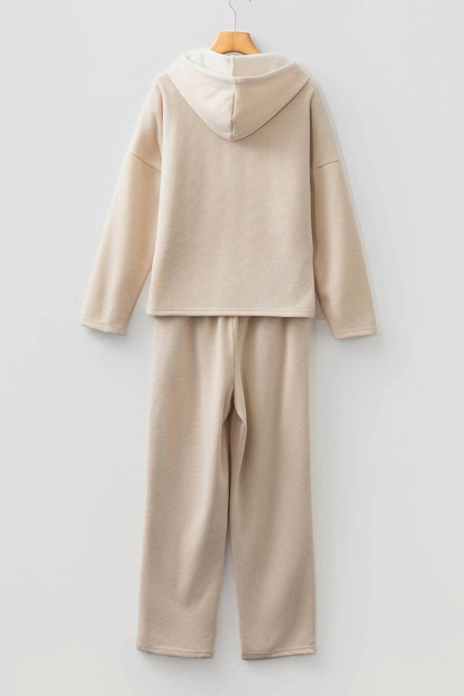 66Disco - Drawstring Pullover Hoodie and High Waist Pants Corduroy Set
