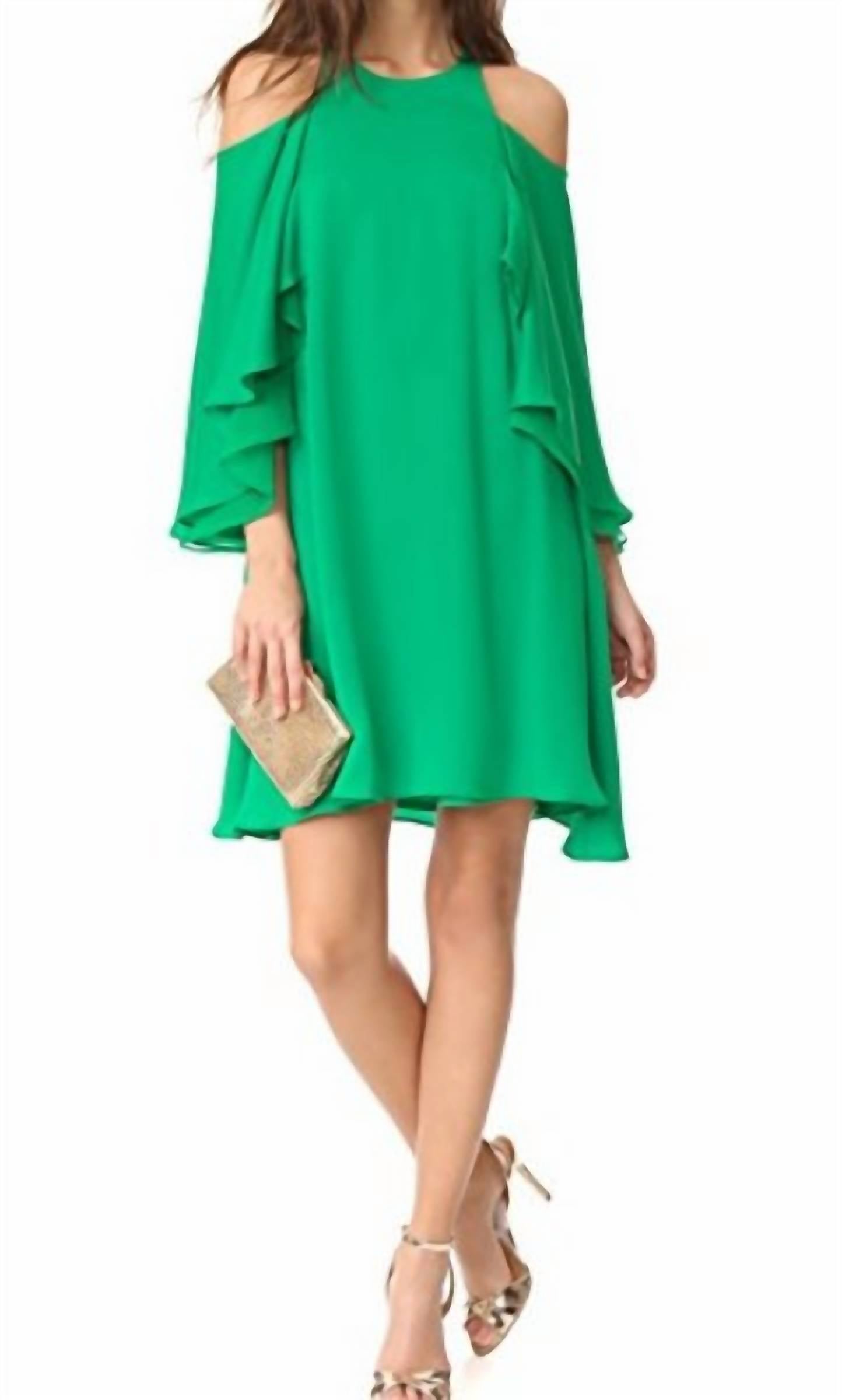 Halston Heritage - Cold Shoulder Ruffle Dress
