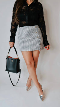 Sans Souci - Houndstooth Fringe Skirt