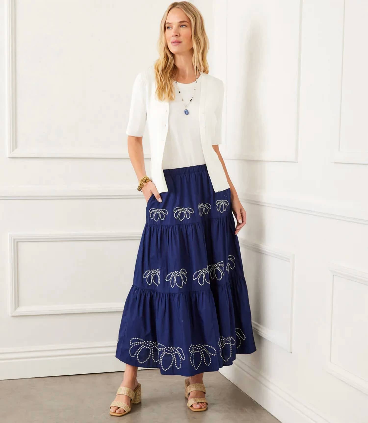 Karen Kane - Evi Embroidered Tiered Skirt