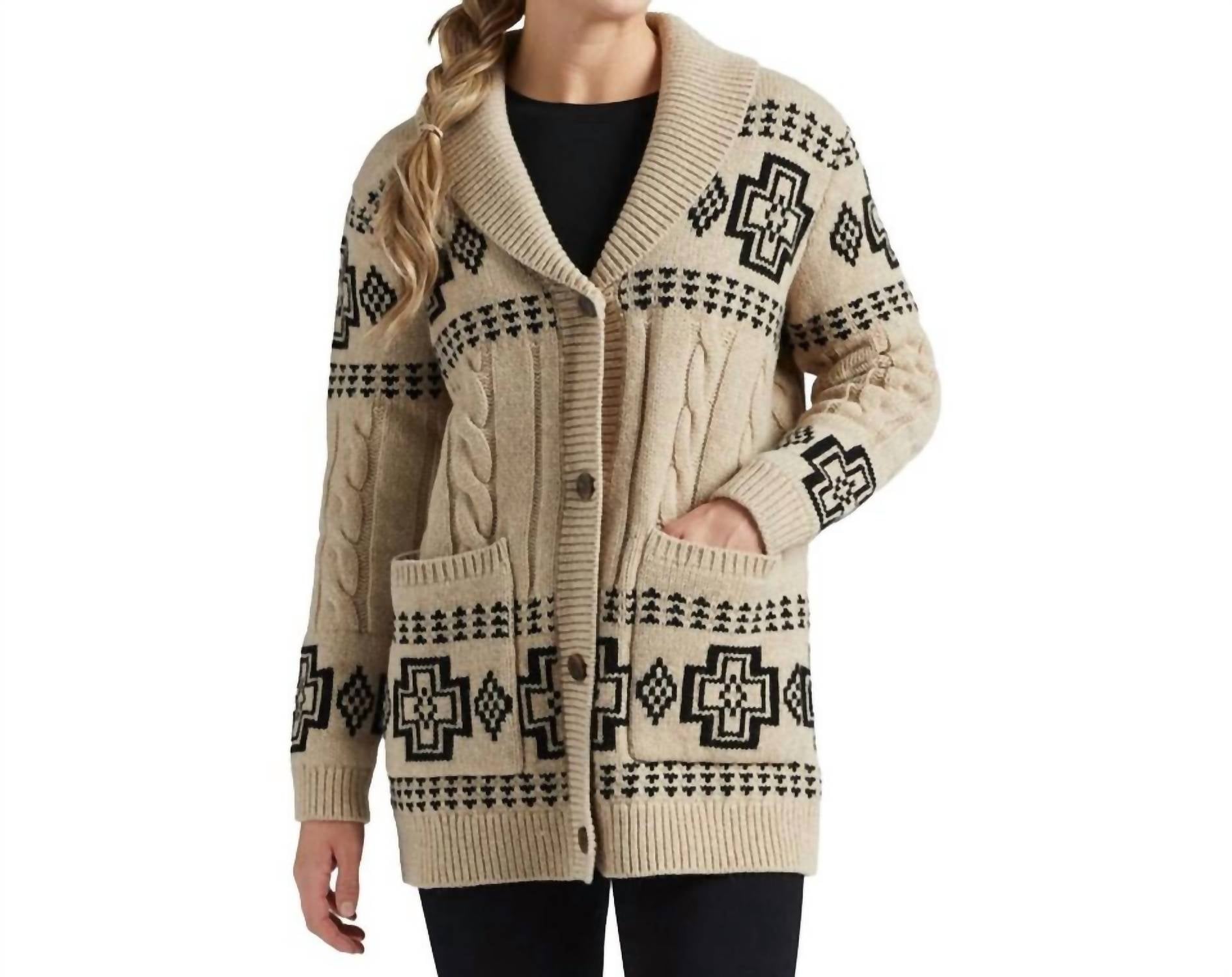 PENDLETON Shawl Wool sweater in beige - women's cardigan