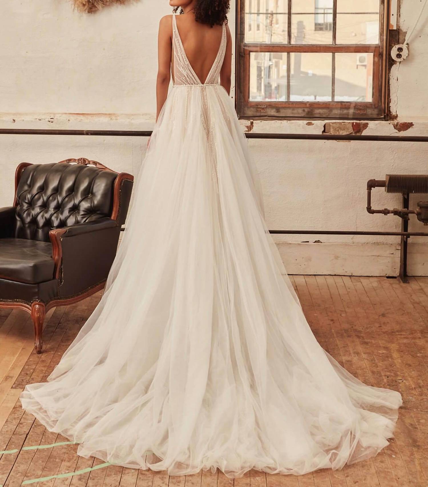 L'Amour by Calla Blanche Sutton Gown in ivory light nude - women's dress - detail view