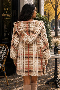 Surelymine - Cozy Plaid Sherpa Hooded Jacket