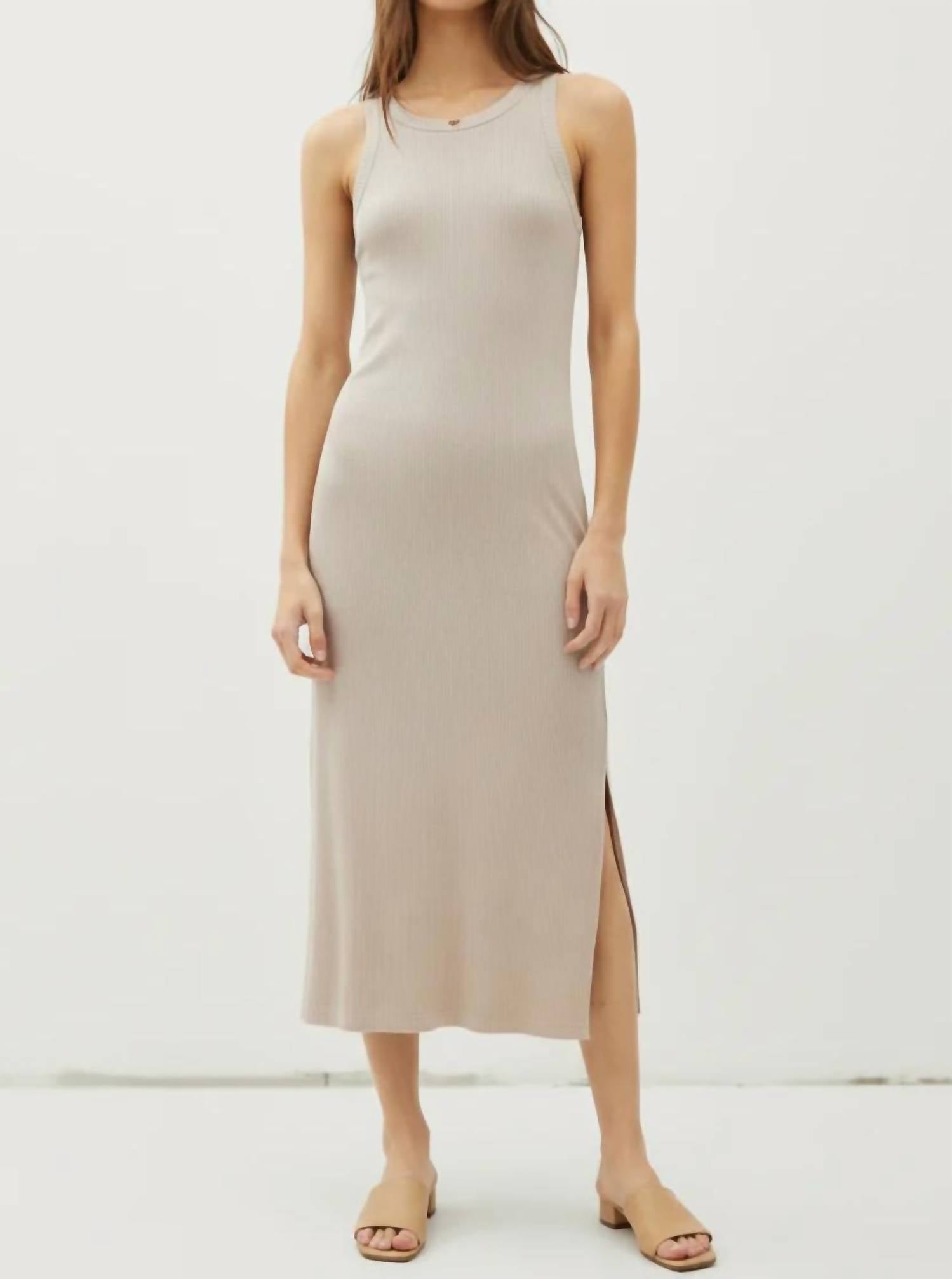 Be Cool - Ribbed Knit Sleeveless Tank Midi Dress
