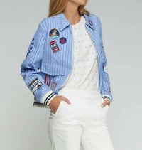 Vilagallo - Surf Embroidery Striped Bomber Jacket