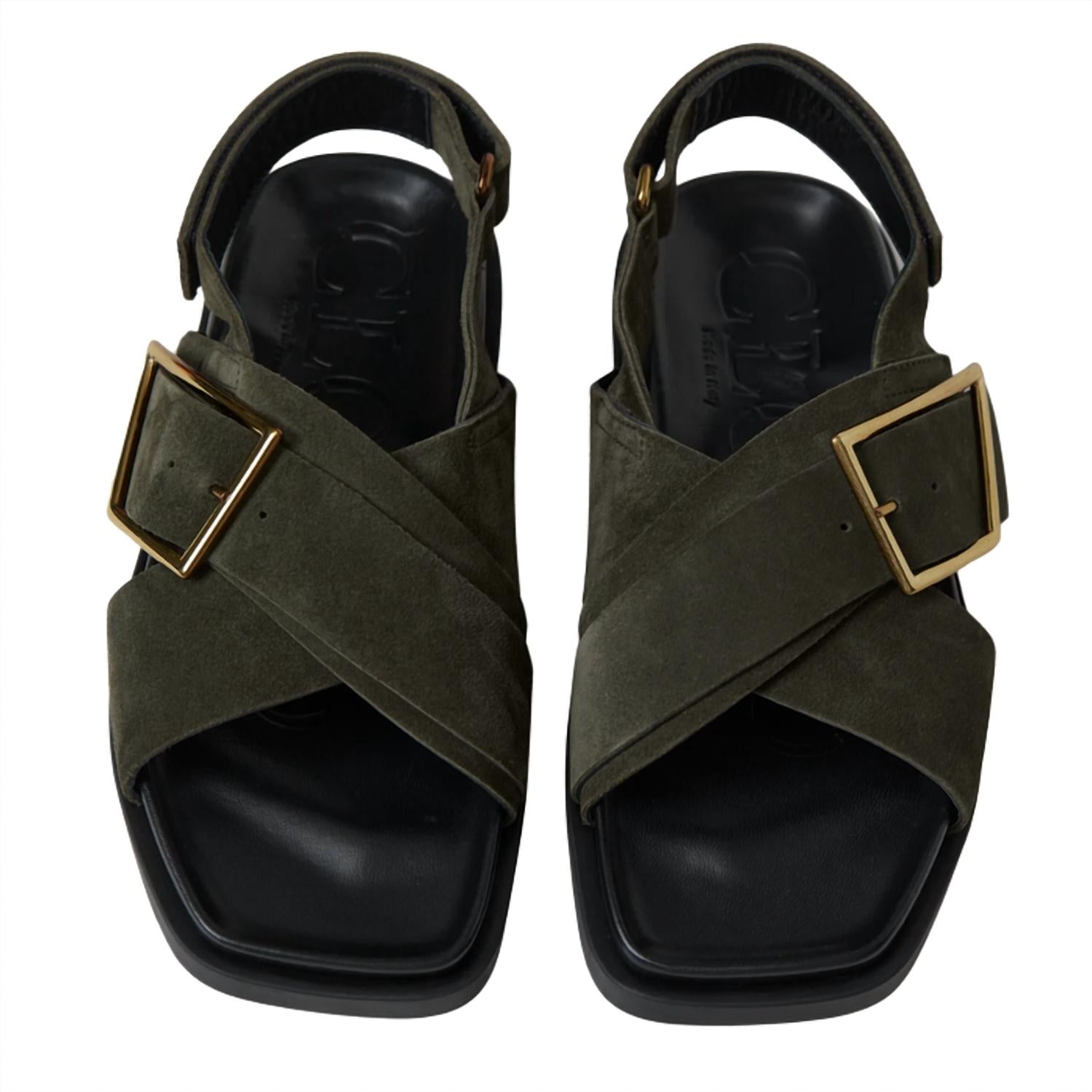 CLOSED Women's Suede Sandals in chino green - women's sandal - detail view