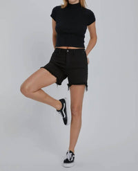 Cello - Uneven Fray Hem Boyfriend Shorts