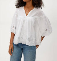 Michael Stars Gloria Flutter Top in white - women's blouse