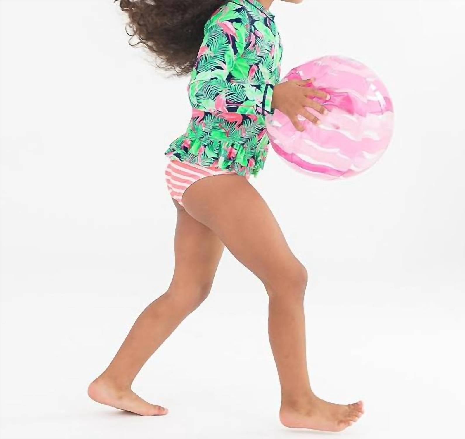 Rufflebutts - Girls Ruffle Hem Rash Guard 2 Piece Swimsuit