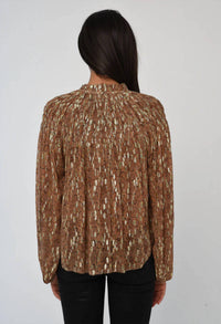 LOVE THE LABEL MEREDITH TOP in cavalier python print - women's long sleeve top - detail view