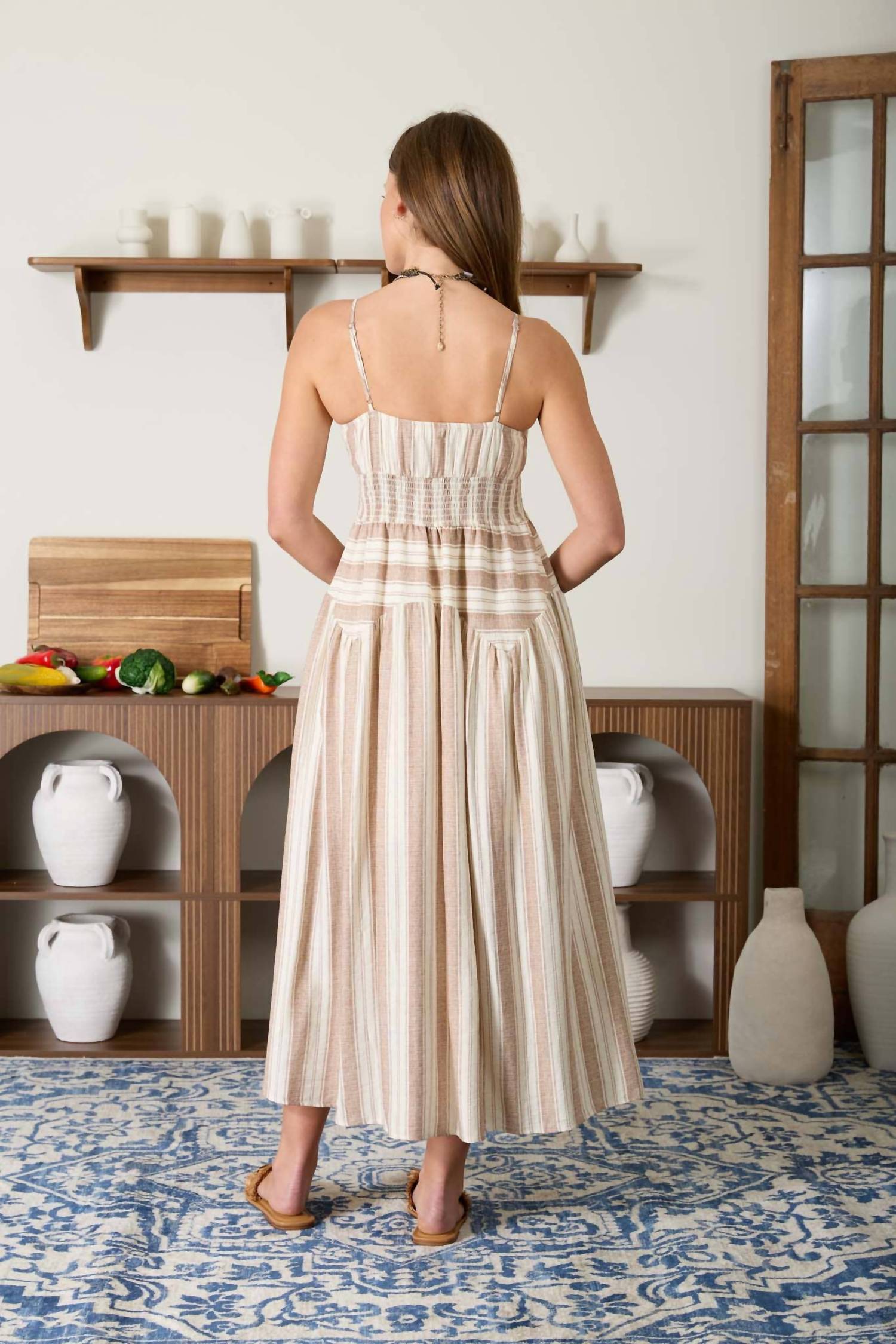 Blu Pepper - Multi Pattern Spaghetti Strap Midi Dress