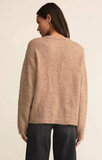 Z Supply Snowed Crewneck Sweater in camel - women's sweater - alternate view