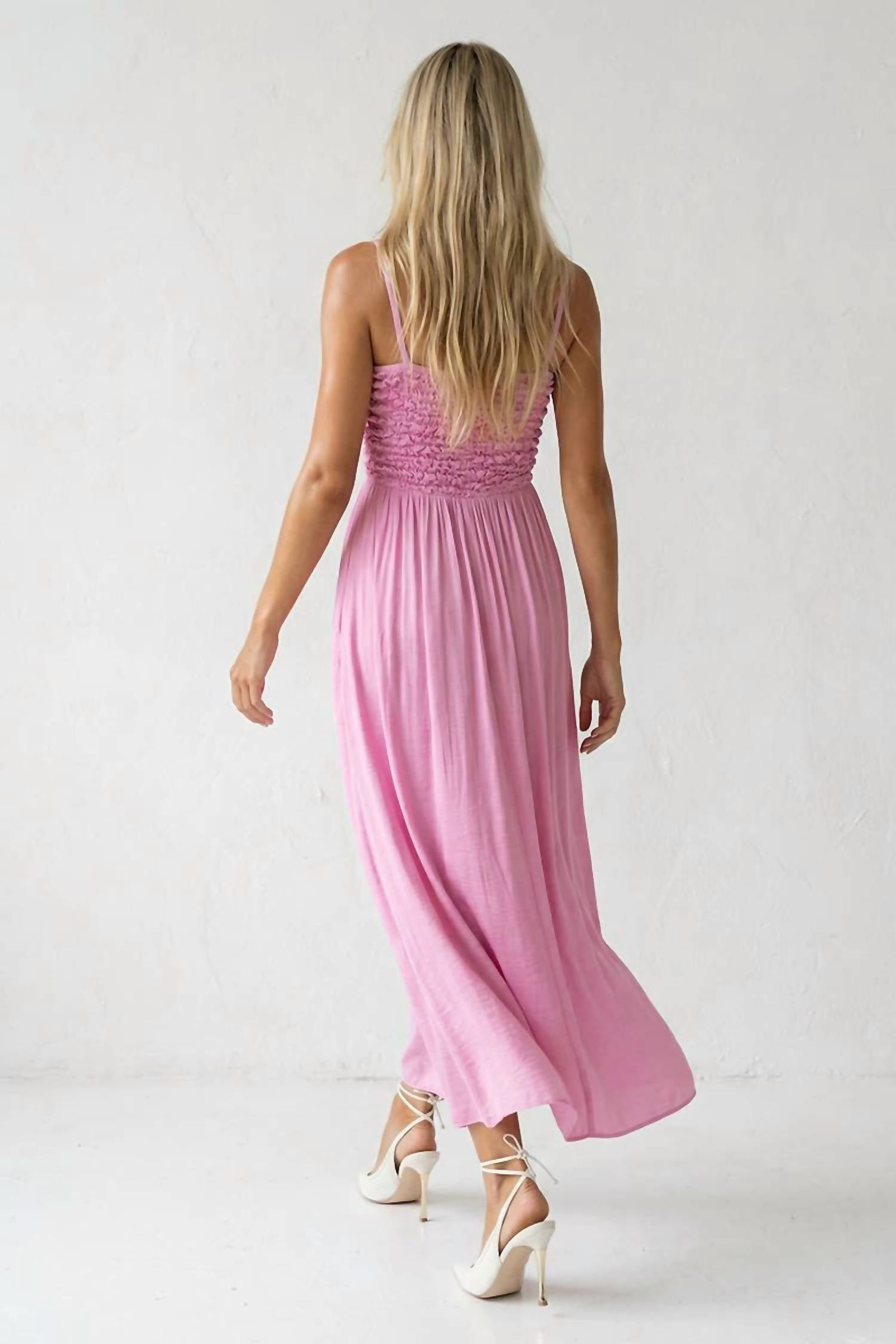 Naked Zebra - Smocked Maxi Dress With Cord Strap