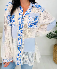 Pol - Mixed Media Oversized Mesh Blouse