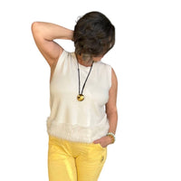 Made In Italy - Fringed Sleeveless Sweater Top