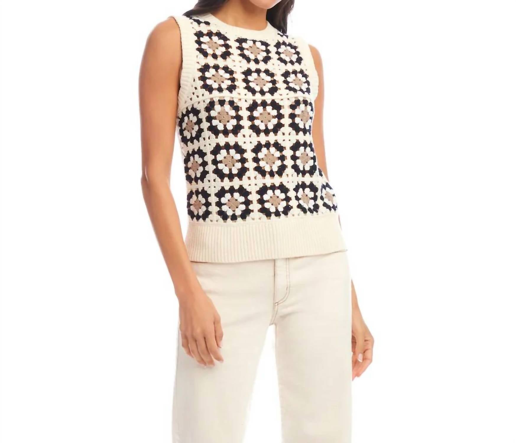 Karen Kane - Pax Patchwork Crochet Sweater Tank