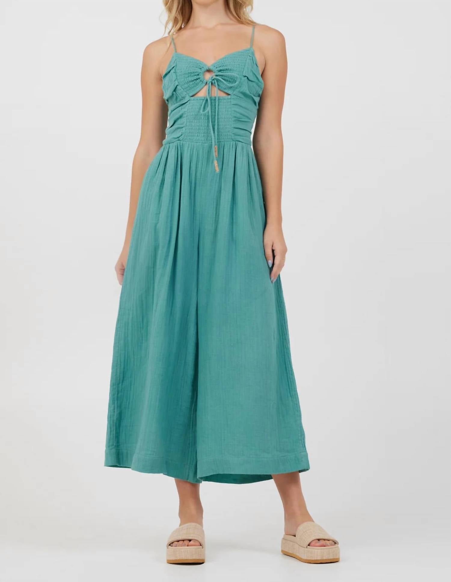 Vintage Havana - Lightweight Tie Front Jumpsuit