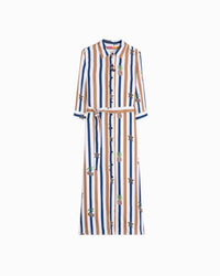 Vilagallo - Women's Striped Shirt Dress With Pineapple Prints