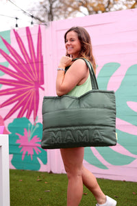 Jadelynn Brooke - Women's Carry All Puffer Tote With Mama Stiched On It