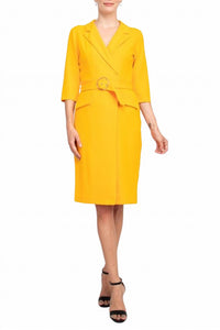 Sharagano - Notched Collar Crepe Dress