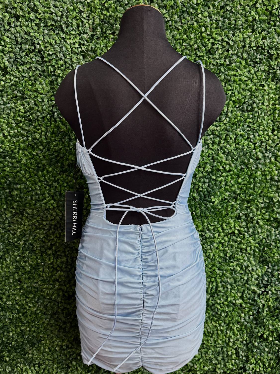 Sherri Hill - Short Ruched Open Back Dress