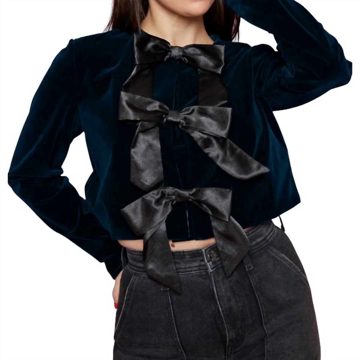 Sister Bloom - Brynn Velvet Bow Front Top