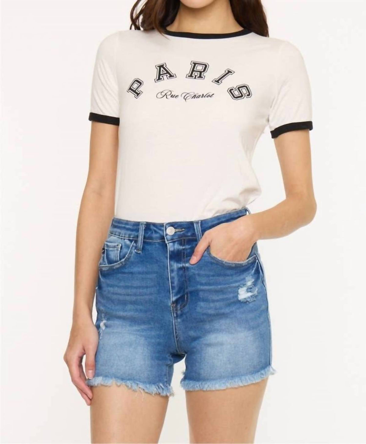 Kancan - High Rise Denim Shorts