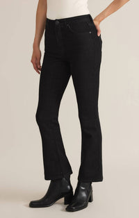 Z Supply Lia Denim Ankle Kick Flared Jeans in black sand - women's jeans - alternate view