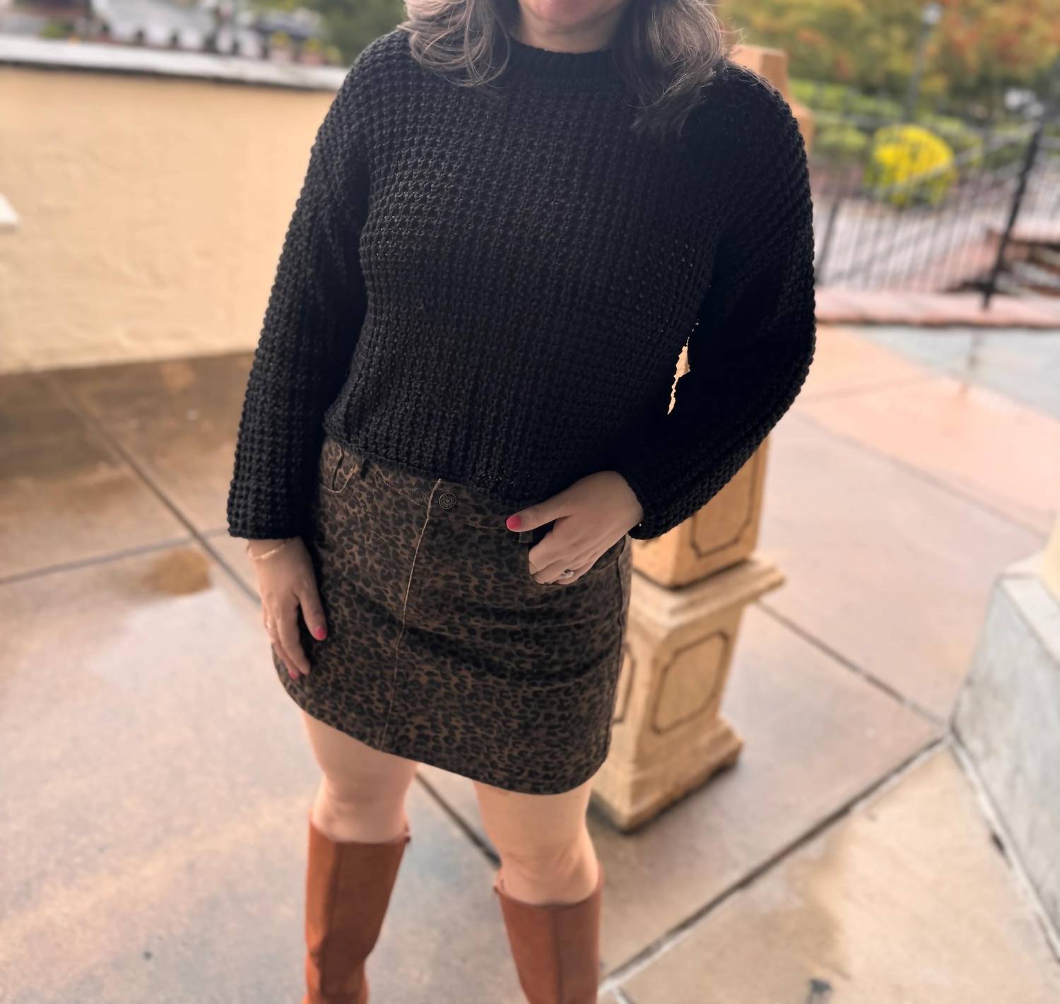 Blu Pepper - Sheer Crew Neck Crochet Knit Sweater