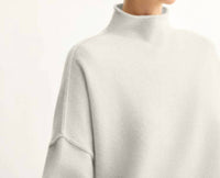 Arlo Mott Penn Roll Neck Top in grey - women's long sleeve top - detail view