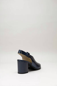 NeroGiardini Women's Metallic Peep Toe Mule in oceano - women's shoe - view 4