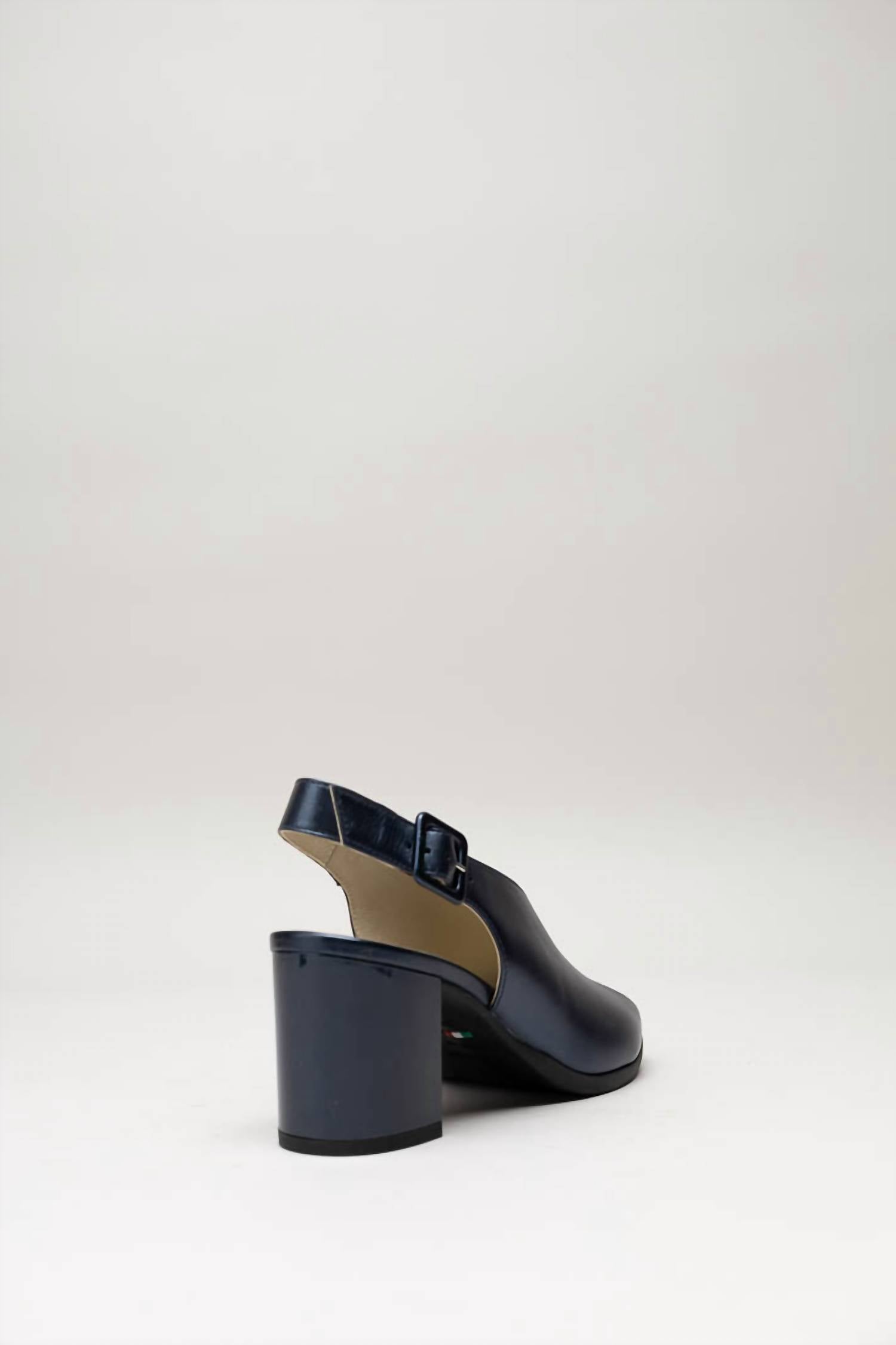 NeroGiardini Women's Metallic Peep Toe Mule in oceano - women's shoe - view 4