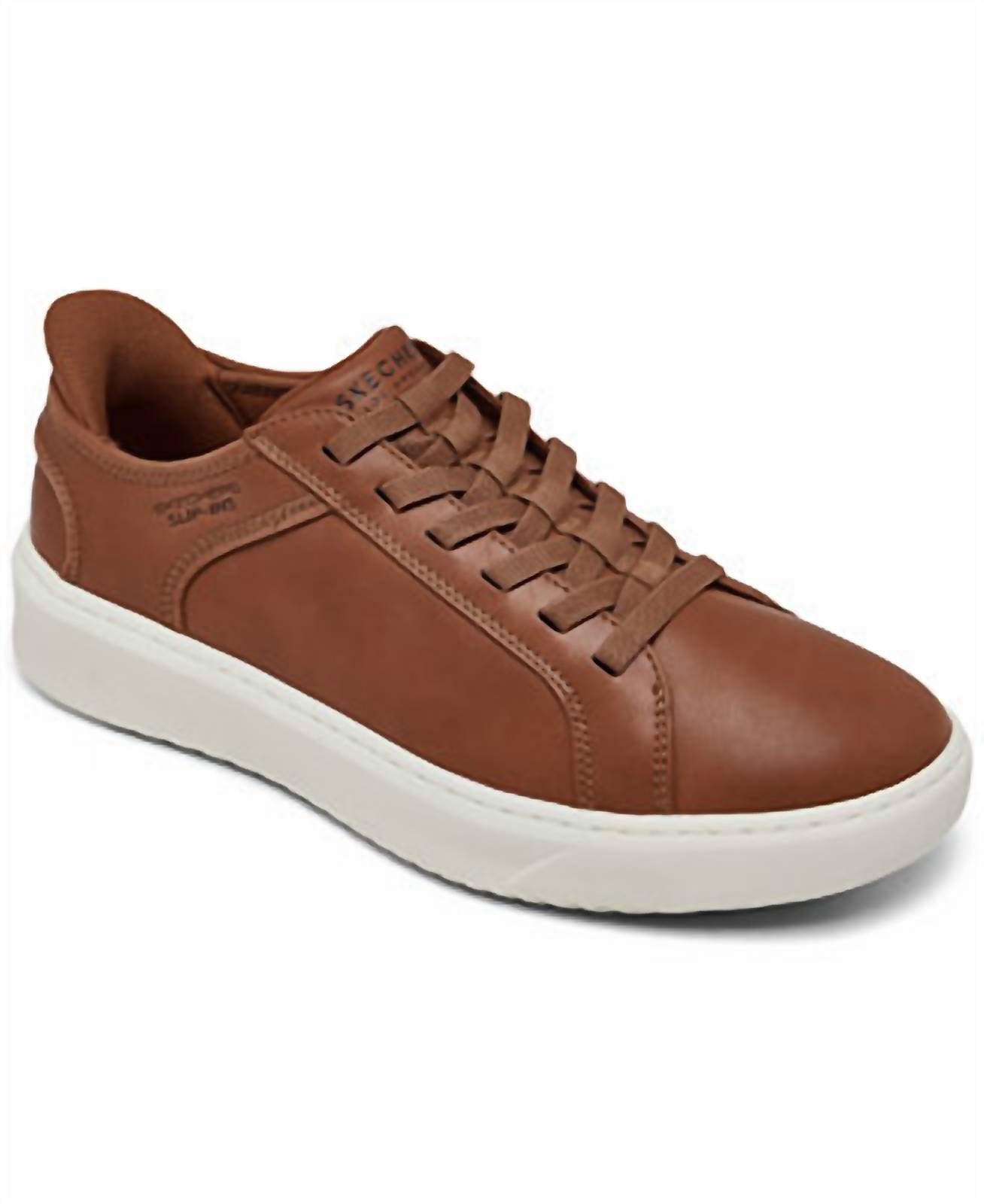 Skechers Men's Slip On Court Break Sneaker in brown - men's sneaker
