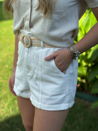 Davi & Dani - Twill Woven Paperbag Shorts With Belt