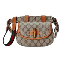 Gucci Women's Supreme Bamboo 1947 Mini Belt Bag in beige monogram canvas - women's bag