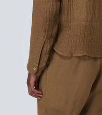 Le Kasha Dewas Linen Shirt in tobacco - men's shirt - view 4