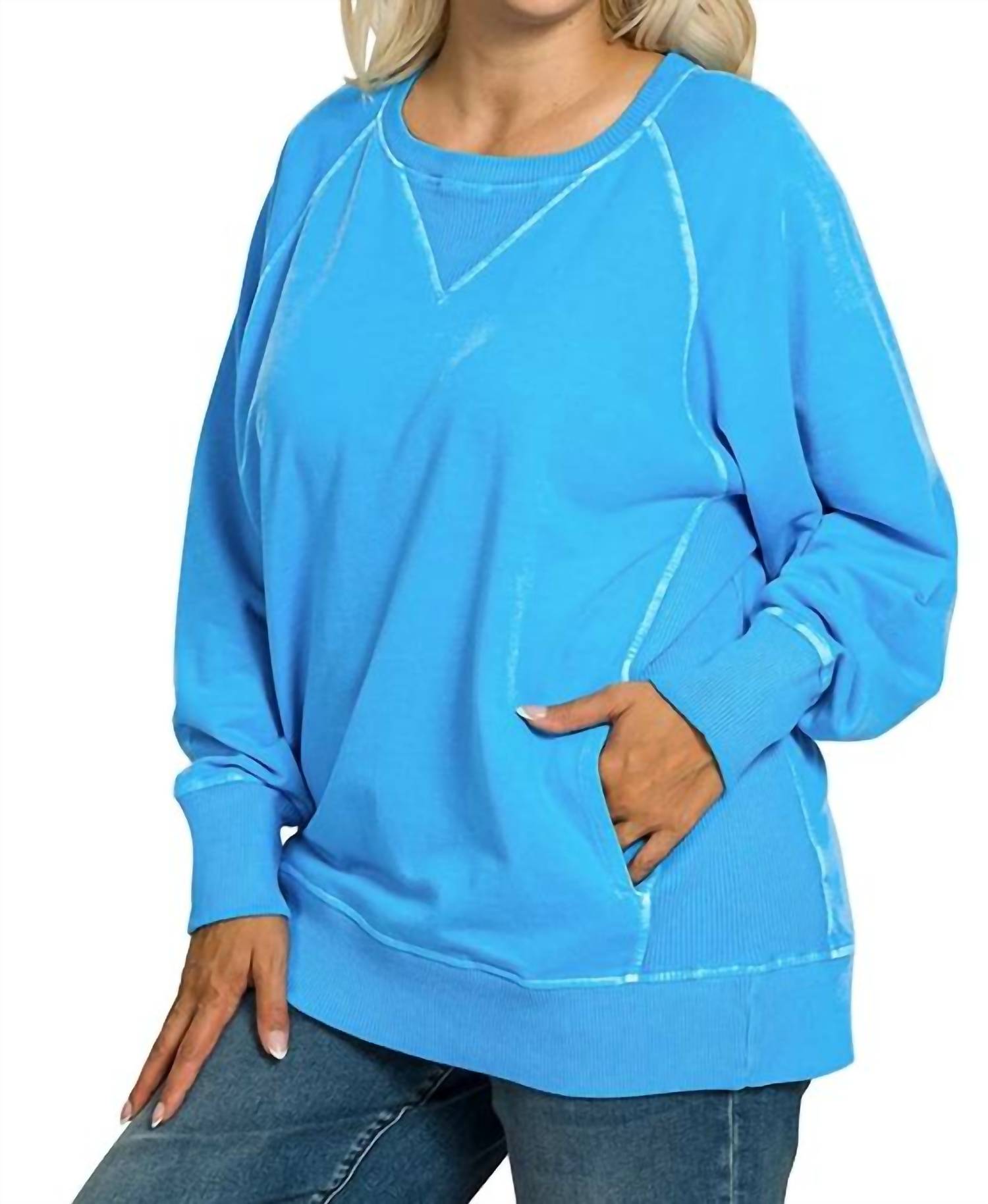 Zenana - Pigment Dyed French Terry Pullover Sweater – Plus Size