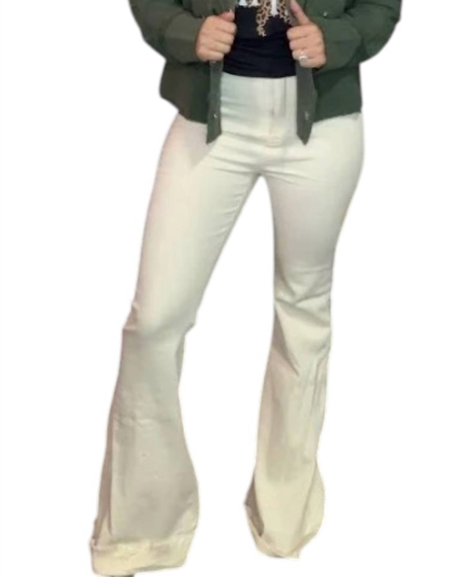 LAVENDER J Women's Flare Jeans in ivory - women's jeans