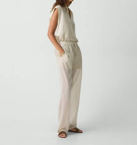 Theory Drawcord Pull-on Pant in sand - women's pants - detail view